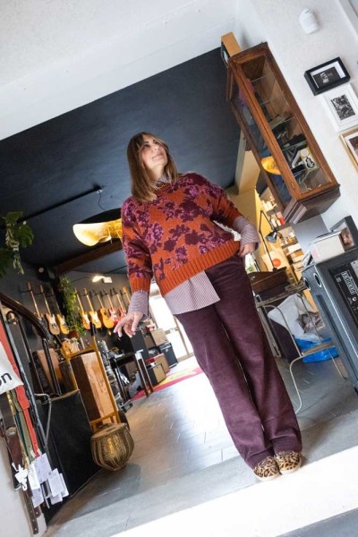 Pantalone in velluto vinaccia