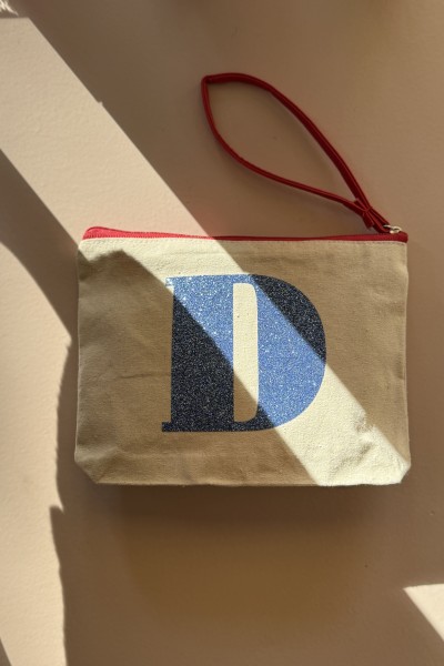 Bustina con zip personalizzata con iniziale glitterata 2