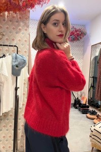 Pullover in morbido kid mohair color ciliegia